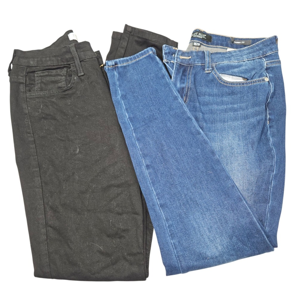Judy Blue Skinny Fit Jeans Bundle 2pk Dark Wash & Black Denim Sz 9/29